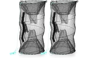 ZENFUN 2 Pcs Fishing Bait Trap, Crab Traps Minnow Traps, Crawfish Trap, Collapsible Net, Foldable Fishing Net Portable Folded Fishing Accessories