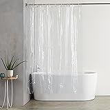 AmazonBasics Heavyweight Clear Shower Curtain Liner with Hooks (20-Gauge, Waterproof and Treated to Resist Deterioration by Mildew) - 72 x 72 inches