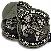 Bluyellow Saint Michael Hook and Loop Tactical Patch 2 Pack 3x2.5 in | embroidered patches for backpack, dog harness, vest, helmet, guardian protection design for law enforcement