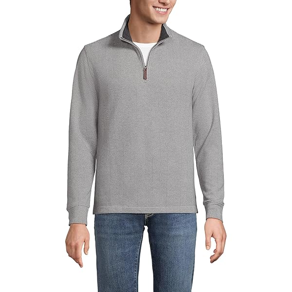 Lands' End Men's Long Sleeve Fine Gauge Cotton Quarter Zip Sweater