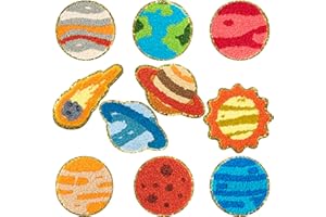 X1ZUUE Solar System Chenille Iron on Patches, 10Pcs Space Iron on Knee Patches Cartoon Animal Repair Patches Kit Planets Sew on Embroidered Patches Applique DIY Accessory for Backpack Clothes Pant Hat Jean