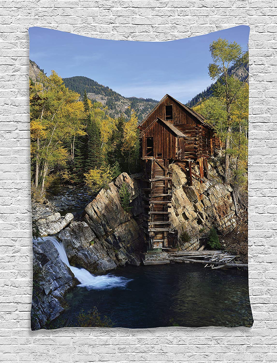 Amazon Com Gudojk Tapestry Lake Hoe Decor Secluded Wooden Cabin