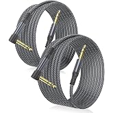 Elebase 1/4 Inch TRS Instrument Cable 10FT 2-Pack,Right Angled Guitar Cord | 90 Degree 6.35mm Male Jack Stereo Audio Cord,Balanced Quarter Inch Line for Electric Guitar,Bass,Keyboard,Mixer,Amp,Speaker