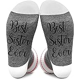 Jripars Best Sister Ever Socks, Gifts for Sisters, Socks for Women Size 5.5-11, Gifts for Families Friends on Birthday Thanksgiving Christmas Day - A04