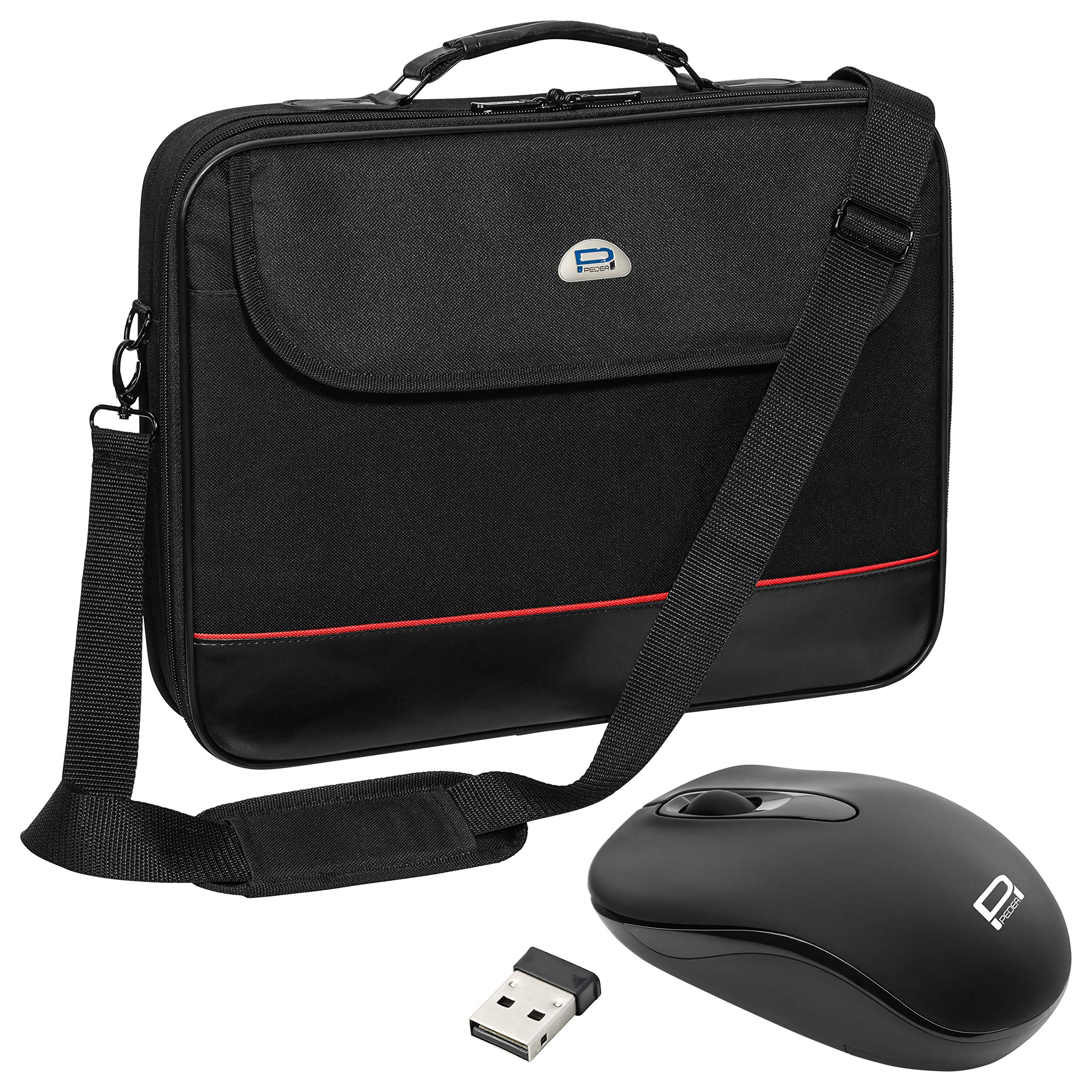 PEDEA laptop bag "Trendline" bag for notebooks with screens up to 13.3 inches (33.8 cm); shoulder bag with shoulder strap incl. wireless mouse, black