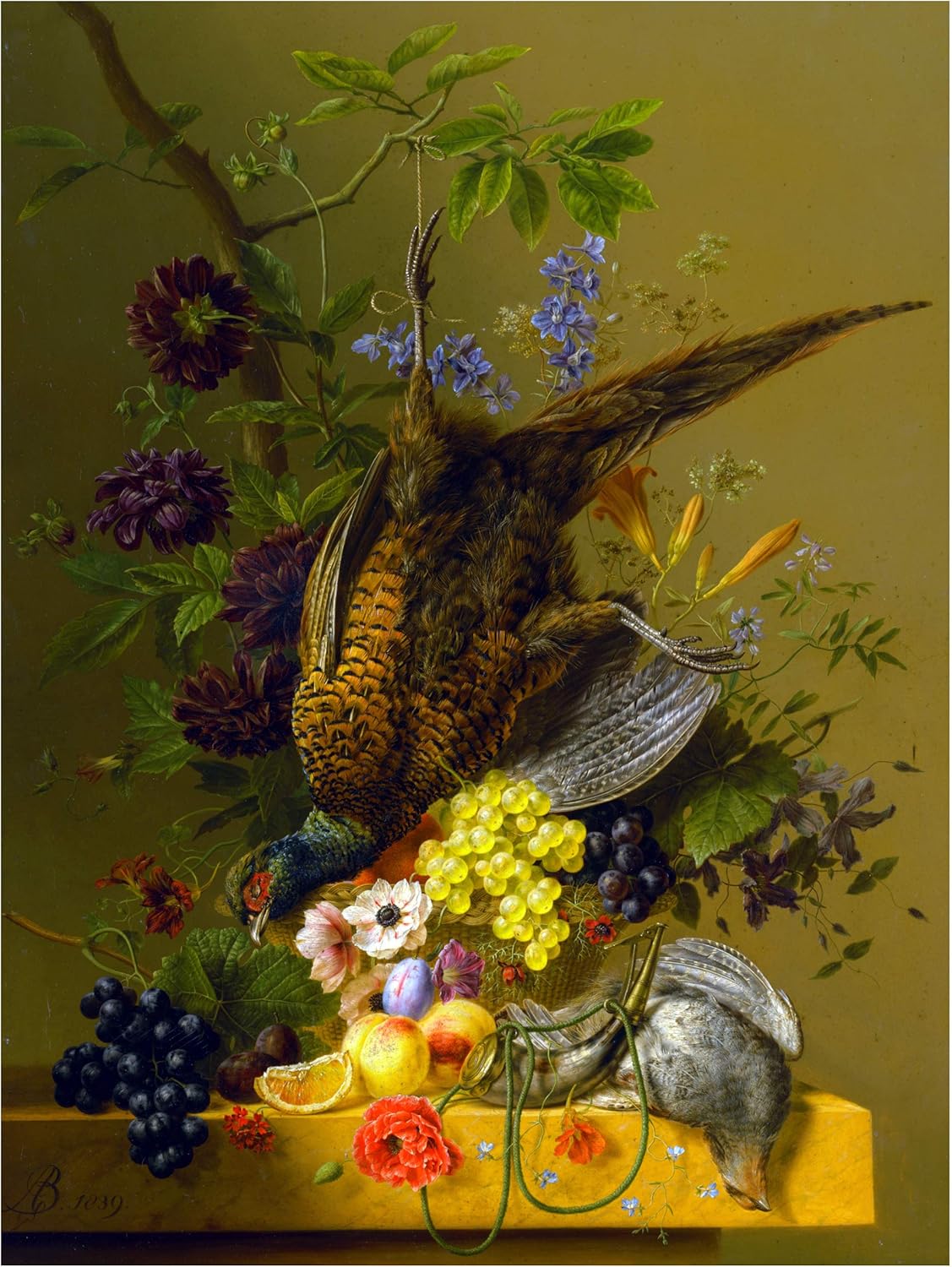 Flowers Fruit Grapes A. Bloemers Tile Mural Kitchen Backsplash Marble Ceramic