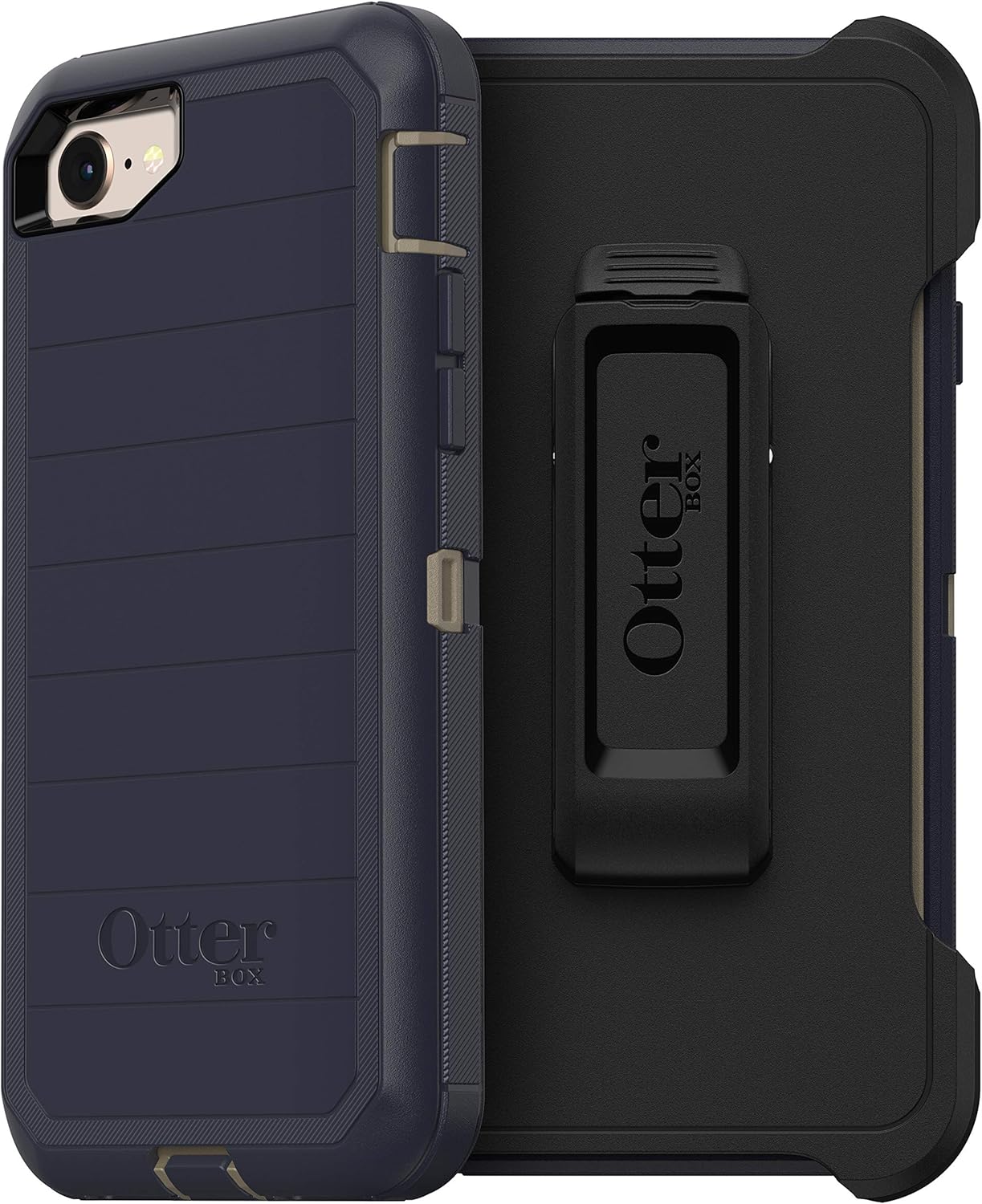 OtterBox Defender Series Rugged Case & Holster for iPhone SE (2020), iPhone 8, iPhone 7 (ONLY) Non-Retail Packaging - Dark Lake (with Microbial Defense)