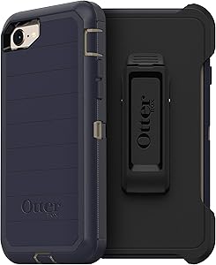 OtterBox Defender Series Rugged Case & Holster for iPhone SE (2020), iPhone 8, iPhone 7 (ONLY) Non-Retail Packaging - Dark Lake (with Microbial Defense)
