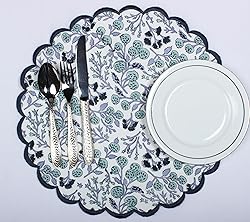Ridhi Bo-ho Round Place Mat Double Layer Floral