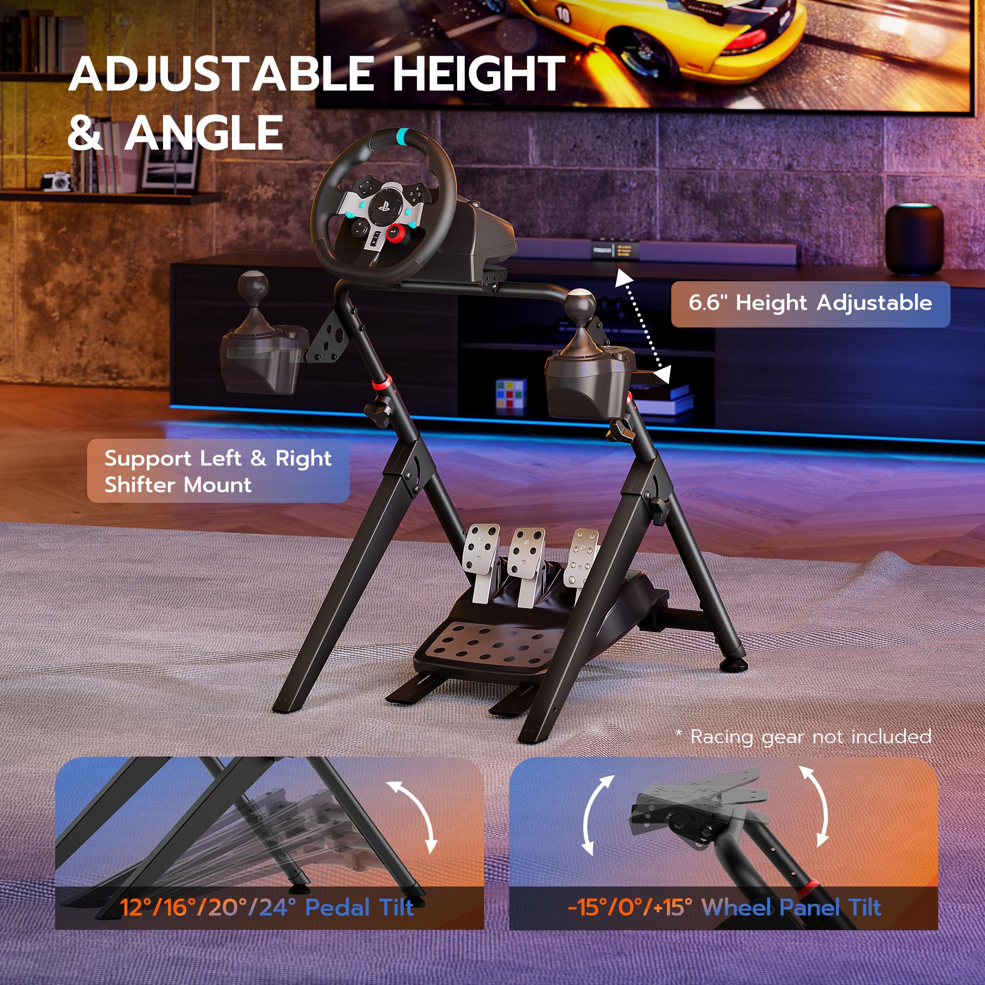 ARES WING Sim Racing Wheel Stand, Cabina de Simulador de Carreras Plegable, Cabina de Carreras de Fórmula y GT Sim Compatible con Fanatec, Thrustmaster, Logitech, Moza, Juegos de Carreras en PS5, PS4, Xbox y PC