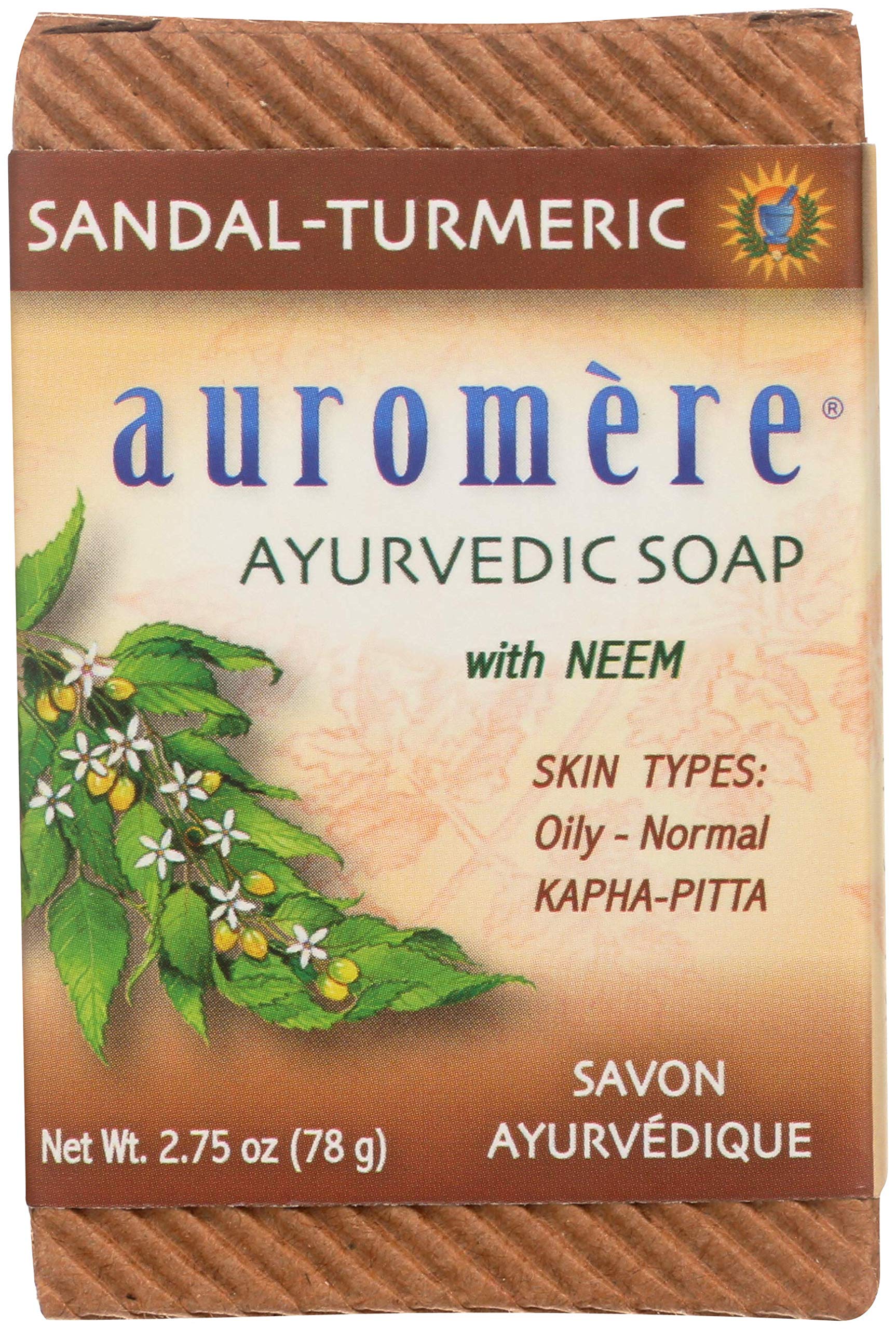 Ayurvedic Bar Soap Sandal-Turmeric by Auromere - All Natural Handmade and Eco-friendly Bar Soap for Sensitive Skin - 2.75 oz