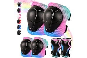 NIKISHAP Knee Pads for Kids 3-14 Years Toddler Knee and Elbow Pads with Wrist Guards for Bicycle Scooter Roller Skates Skateboarding