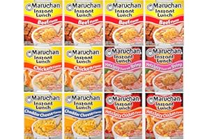 BY THE CUP Maruchan Ramen Instant Lunch Variety, 5 Flavors (Pack of 12) with Chopsticks