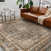 CHAMPLANT Washable Area Rug 8'x10' Retro Boho Design Non-Shedding Non-Slip Easy Care Ideal for High Traffic Areas in Living Room Bedroom Office Coffee Table Kitchen Large Carpet