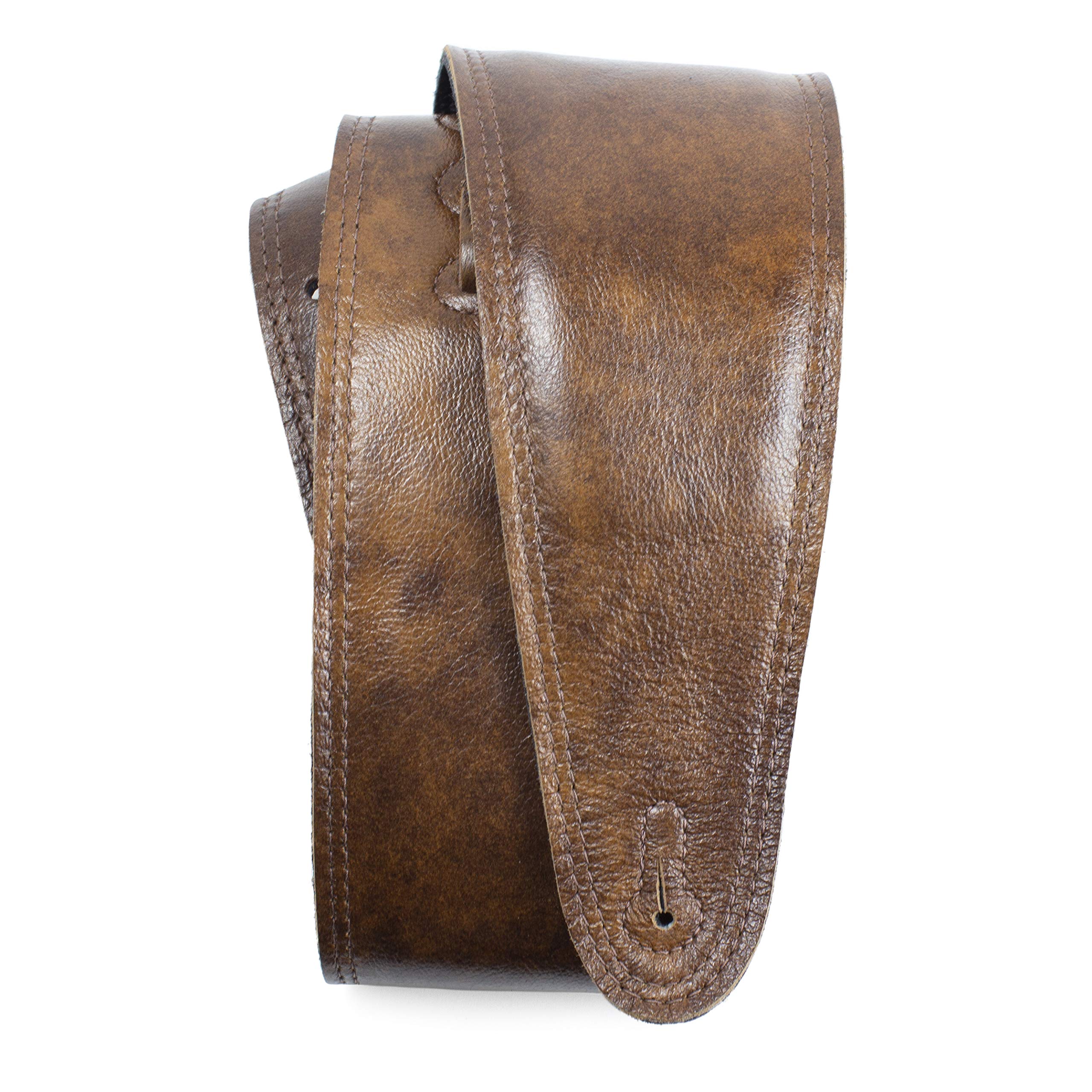 Perri’s Leathers Ltd. - Guitar Strap - Leather - Padded - Chestnut - Adjustable - For Acoustic/Bass/Electric Guitars - Made in Canada (BM35PD-7135)