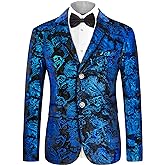 MAGE MALE Men's Dress Party Floral Suit Jacket Notched Lapel Slim Fit Two Button Stylish Blazer