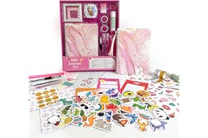 FAVORGEAR DIY Journal Kit for Girls 8-12, Great Gift for Girl 8-14, Cool Birthday Gifts Ideas for Kids Ages 6-8, 8-10, 9-12, 10-12 Years Old - Fun, Cute Art Crafts Stuff for Teens, Scrapbook Diary Supplies Set
