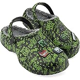 Get Trend Minecraft Clogs for Boys Teens, Fleece Non Slip Indoor Slippers, Kids House Shoes, Creeper Gamer Gifts for Boys