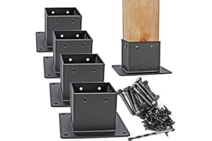 Antsky 4×4"(Actual：3.5×3.5inch) Post Stainless Steel Flange Anchor Base with Screws for Deck Railing, Black Finish (4 Pack)