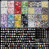 9000 Pcs 3D Nail Charms and Gems Bulk Y2k Cute Charms for Nails Design Kit | OPMADM 110 Styles Colorful Rhinestones Bows Butterfly Flower Star Beads Pearls Bubble