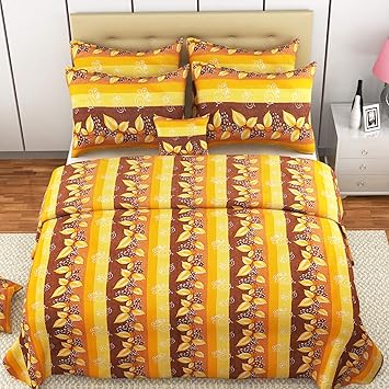 MAFATLAL Saranvi Series, Pure Cotton Soft Finish Easy to Wash 180 TC Premium Bedsheets for Double Bed with 2 Pillow Covers, Luxurious Bed Sheet Set (Papaya Whip)