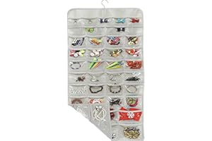 Simple Houseware 80 Pocket Hanging Jewelry and Craft Organizer Double Sided Storage, Grey