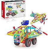 Hurtle Magnetic Building Blocks for Kids - Preschool Learning Toys Shapes Block Educational Magnet Tiles Kids Toy Set w/car Accessories - Safe Magnetic Blocks for 3 Year Old & Up