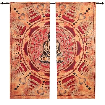 Amazon De Orange Lotous Buddha Vorhang Mandala Gardinen Vorhange
