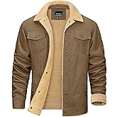 KEFITEVD Men's Winter Fleece Jacket Sherpa Lined Cargo Jackets Casual Trucker Coat Work Winter Thick Warm Coat
