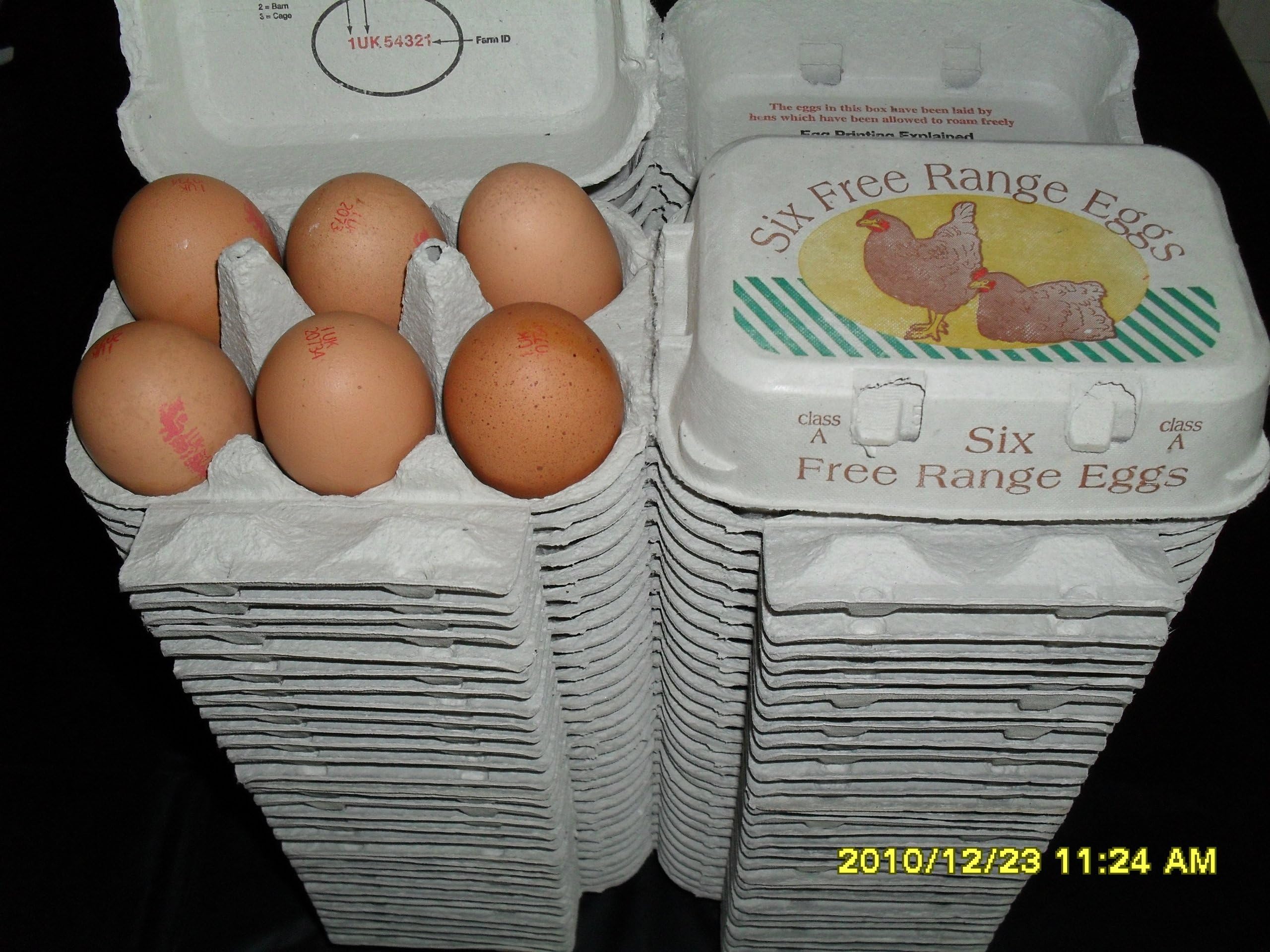 72 x 1/2 DOZEN NEW GREY FREE RANGE PRINTED EGG BOXES