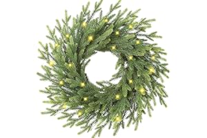 SGGVECSY 22’’ Real Touch Norfolk Pine Wreath Artificial Christmas Wreath for Front Door Green Wreaths Christmas Decorations for Winter Farmhouse Wall Indoor Outdoor Home Holiday Xmas Decor