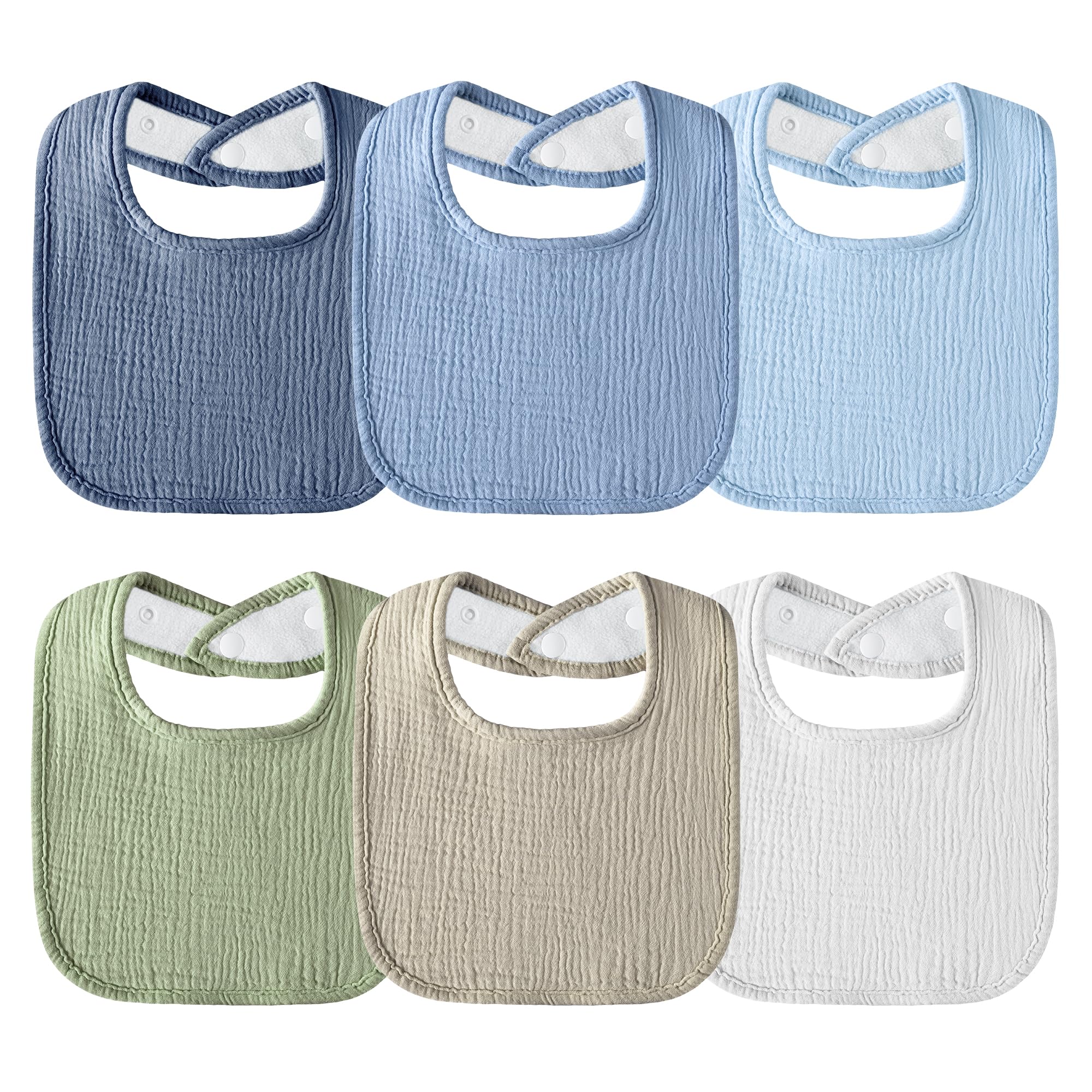 Photo 1 of Kewlife gift Muslin Baby Bibs 6-Pack Baby Drool Bandana Bibs for Baby Girls Boys Infant Newborn Toddler Drooling and Teething (Macaron-Blue)