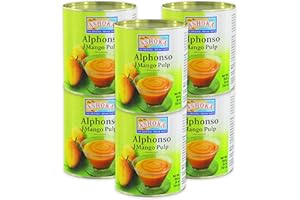 Ashoka Canned Mango Pulp, Premium Alphonso Mango Extract - Sweetened, Great for Making Shakes, Smoothies, Salads, and Baking, Kosher Certified, 30 Ounce (Pack of 6)