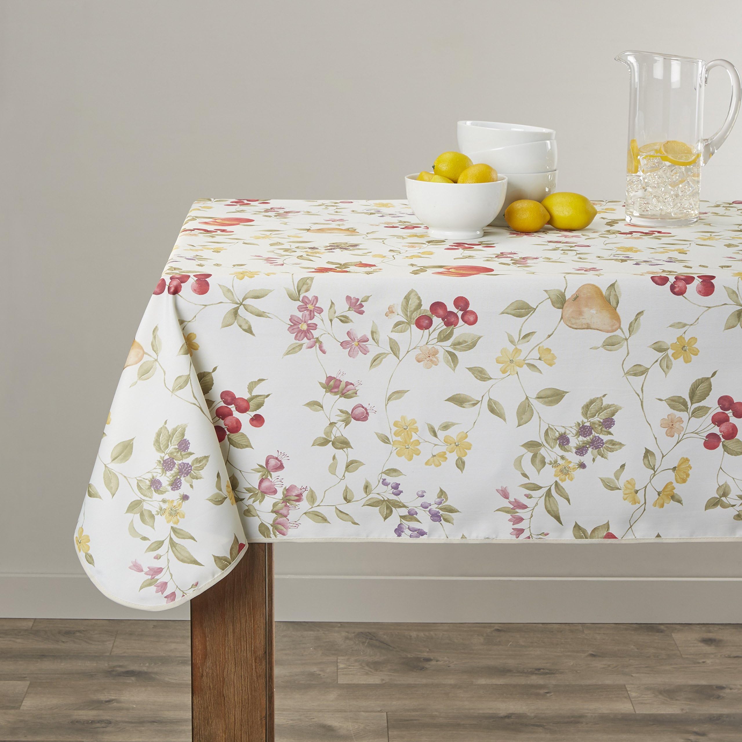 Violet Linen European White Fruit Tablecloth in Beige Size: 52" W x 70" D