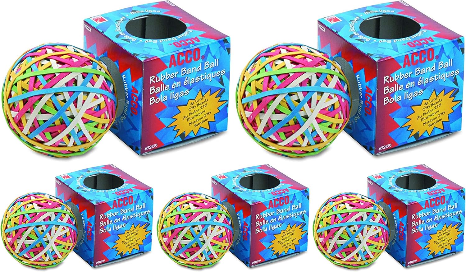 ACCO 72155 Rubber Band Ball, Approximately 270 Rubber Bands, Assorted : Office Products