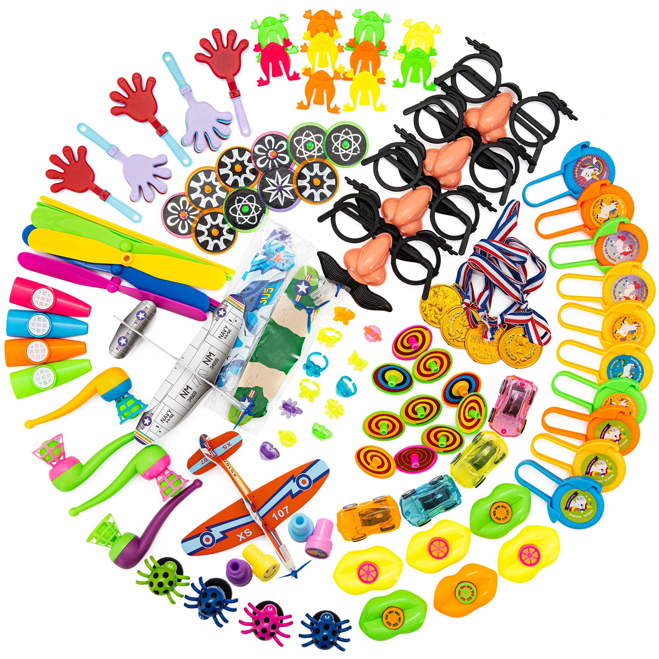 Kids Party Bags Fillers for Kids Unisex- 100 Pieces Assortment Pack of Small Toys Classroom Prizes and Rewards | Fun and Colorful Birthday Party Favors (100 Pack Party Bag Fillers)