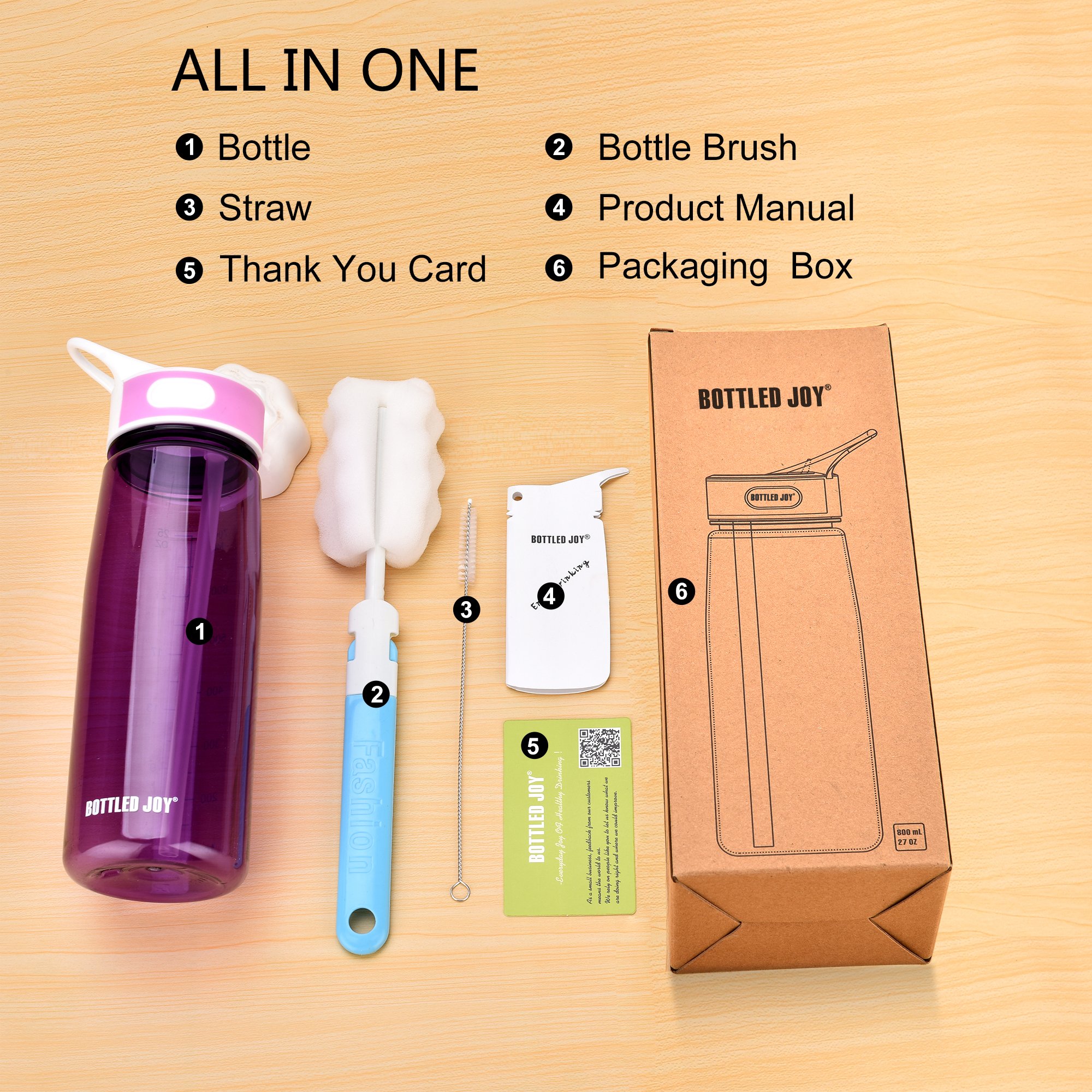 School Water Bottle with Straw Handle BPA Free Leak Proof Tritan Material for Exercise Travel Camping Picnic and More 28oz (Violet)