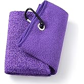 Mile High Life Tri-Fold Golf Towel, 2-in-1 Club & Ball Cleaner, Scratch-Free Scrubbing Side + Ultra-Soft Microfiber, Heavy-Duty Clip, Quick-Dry
