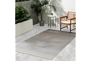 Fab Habitat Outdoor Rug - Waterproof, Fade Resistant, Crease-Free - Premium Recycled Plastic - Neutral Ombre - Patio, Deck, Porch, Balcony, Laundry Room - Big Sur - Ash - 4 x 6 ft