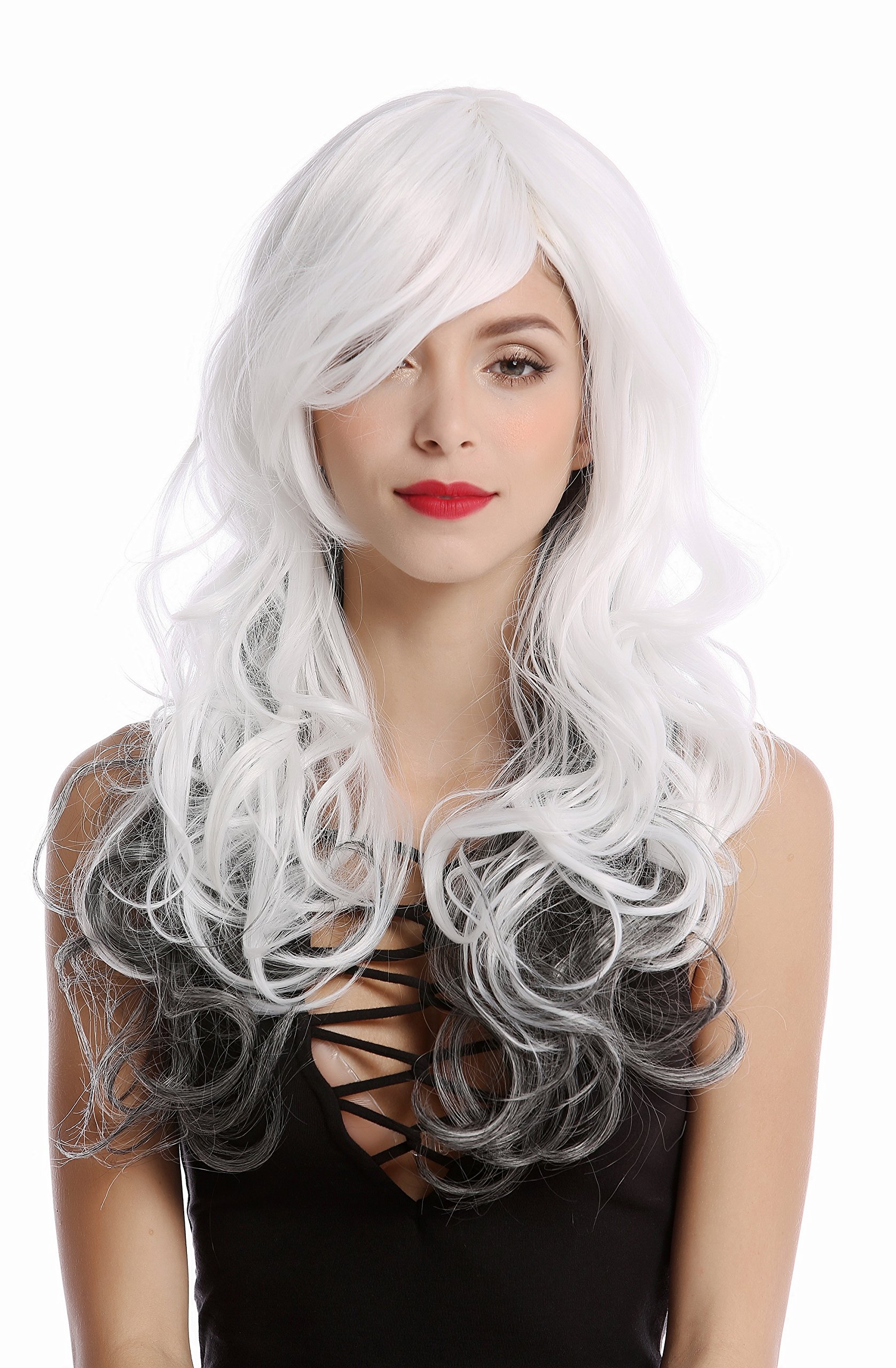 WIG ME UP - GF-W2048-1B-1001+1001 Lady Quality Wig Diva long white and black layered wavy parting