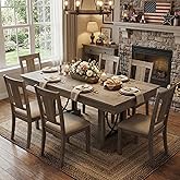 IDEALHOUSE Wooden Dining Table for 6-8 People with 2 Large Drawers, 71 in Long Farmhouse Rectangular Kitchen Dining Table &amp; Thick Table Top, Sturdy Frame, for Big Family, Dinette, Rustic Gray