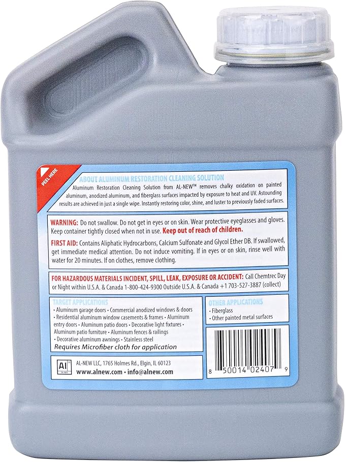 Amazon Com Al New Aluminum Restoration Cleaning Solution Clean Restore Patio Furniture Stainless Steel And Other Household Metal Surfaces 16 Oz Health Personal Care