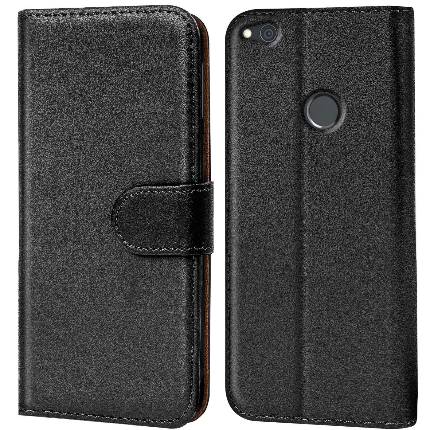 Verco Mobile Phone Case for P8 Lite 2017 Case, Mobile Phone Case for Huawei P8 Lite 2017 PU Leather Flip Case Wallet - Black