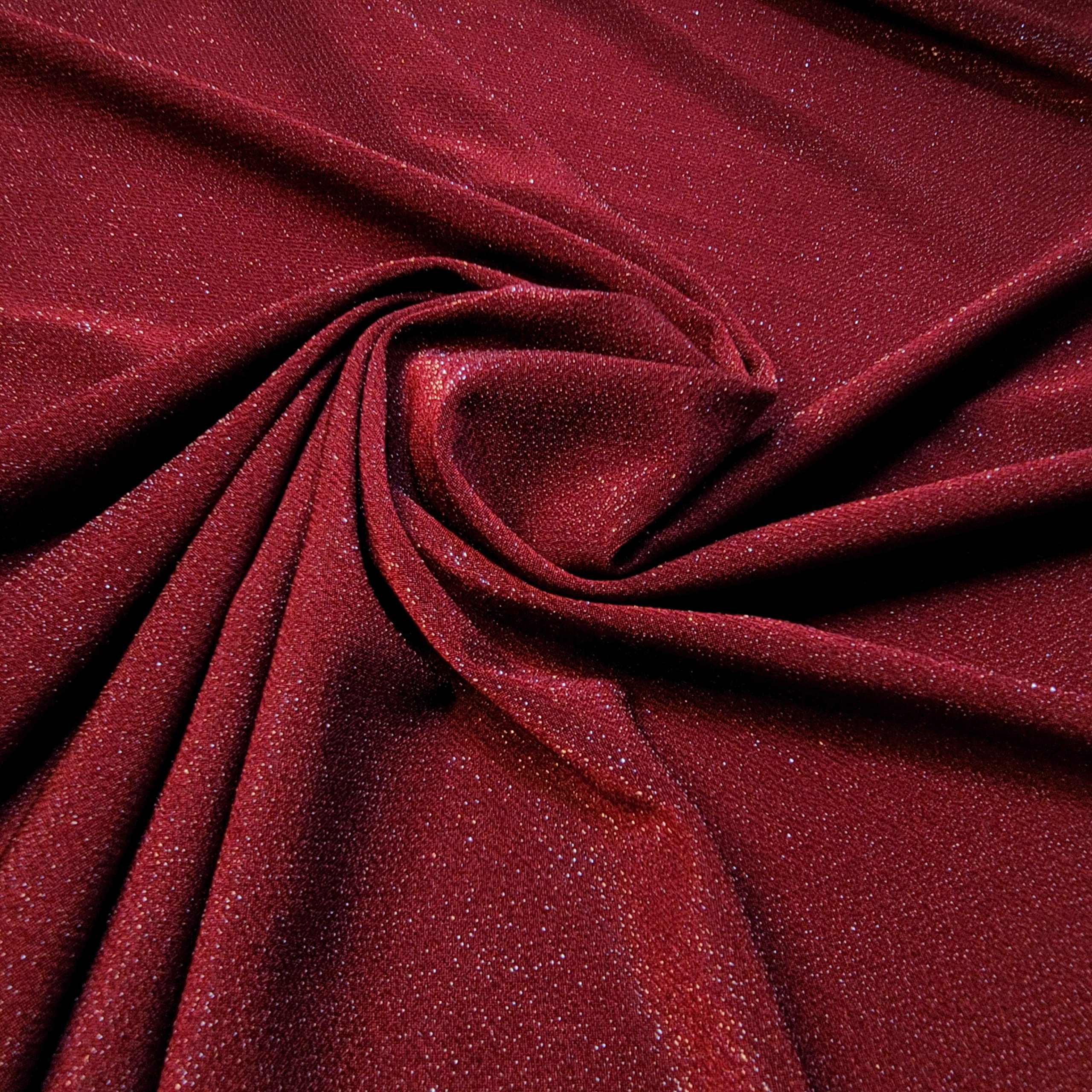 Plain/Printed ITY Spandex Jersey Elastane Stretch Dress Leggings Fabric 58" - 150cm Wide Sold As 1 Meter Pre - Cut Lengths (Maroon Sparkly Glitter)