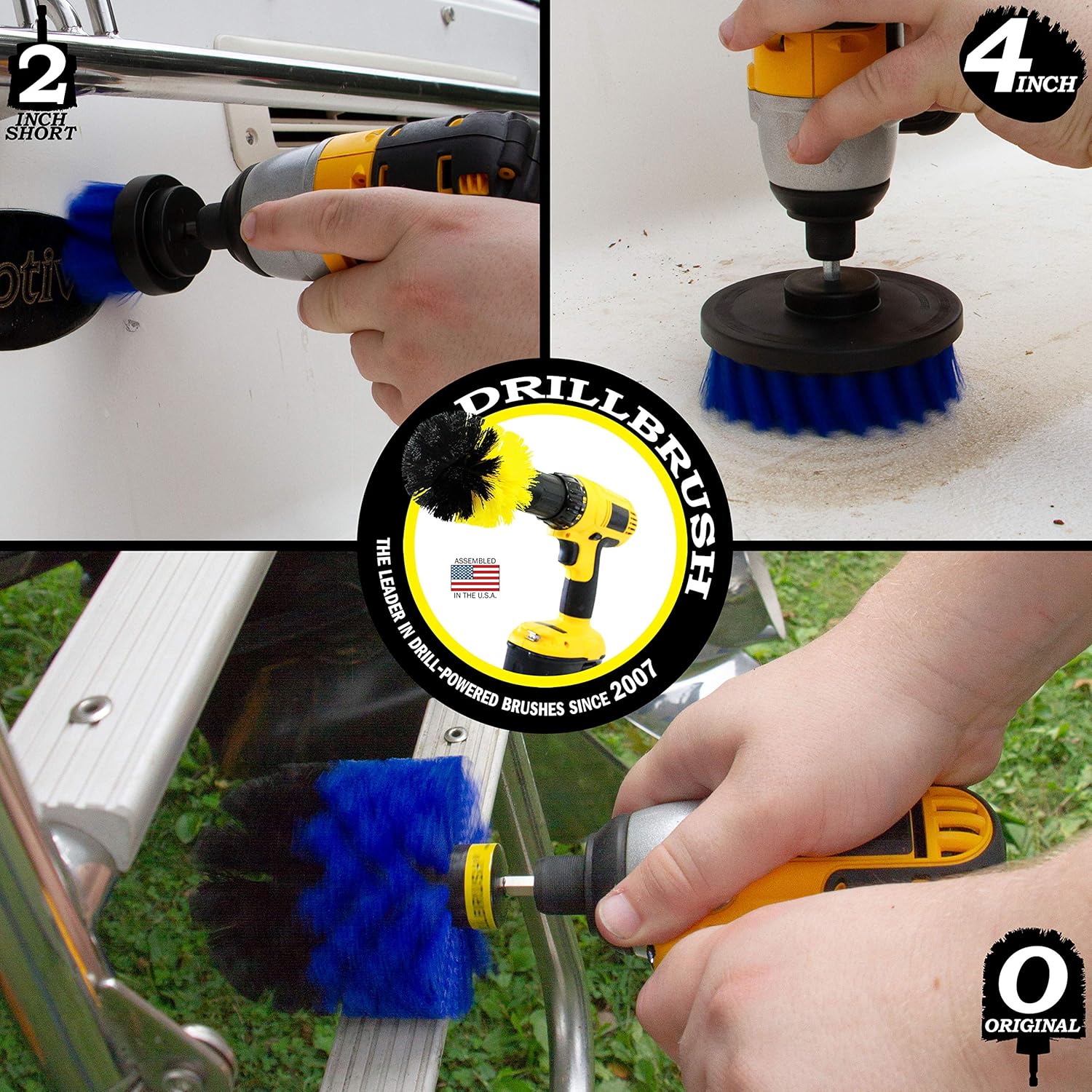 Drill Brush Power Scrubber by Useful Products Drill Brush Boat Accessories – Kayak Cleaning Kit – Boat Drill Brush Set - Marine Scrub Brush Attachment for Drill - Rotary Cleaning Brushes for Boats: Kitchen & Dining