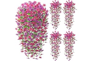 Dremisland 4PCS Artificial Hanging Flowers Faux Silk Daisy Hanging Flower Vines Outdoor Spring Summer Decor UV Resistant Fake