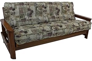 Blazing Needles Patterned Tapestry Double Corded 8" to 9" Futon Cover, Full, Japanese Gardens