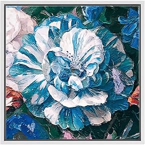 SIGNWIN Framed Canvas Wall Art Blue and White...