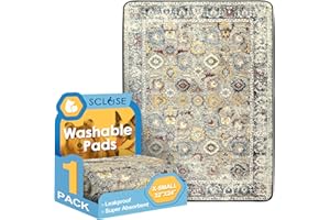 SCLOSE Washable Pee Pad for Dogs, 32" x 24" Reusable Puppy Pads Waterproof Dog Rugs, Super Absorbent, Leakproof, Dog Crate Pad, Playpen Mat, Whelping Pads, Vintage