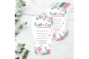 200 PCS Tumbler Care Instruction Cards, Floral Design Customer Direction Card Double-Side Printing Cup/Mug/Glass Care Tips fo